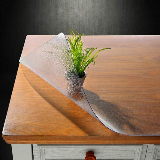 NECAUX Custom 20 x 63 Inch Frosted Table Cover Protector, 1.5mm Thick Plastic Waterproof Heavy Duty Table Pad Desk Mat Desk Protector for Computer Writing Desk, Console Table, Media Stand, Countertop