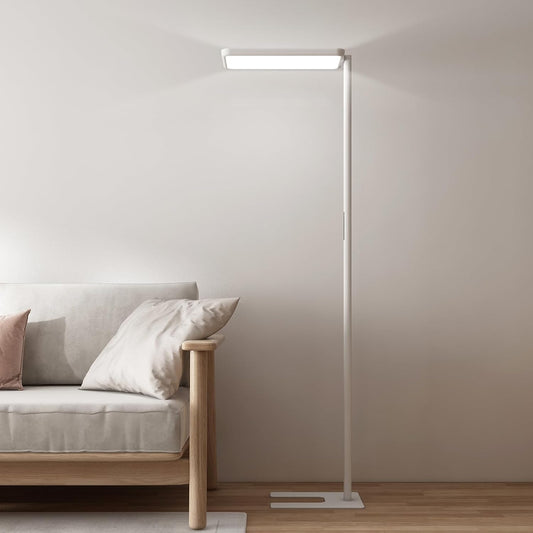 LED Floor Lamp 78ines Tall Floor Lamp 80W White Mordern Office Standing Lights Eye-Care Reading Lamps for Living Room Study Bedroom 4000K Daylight