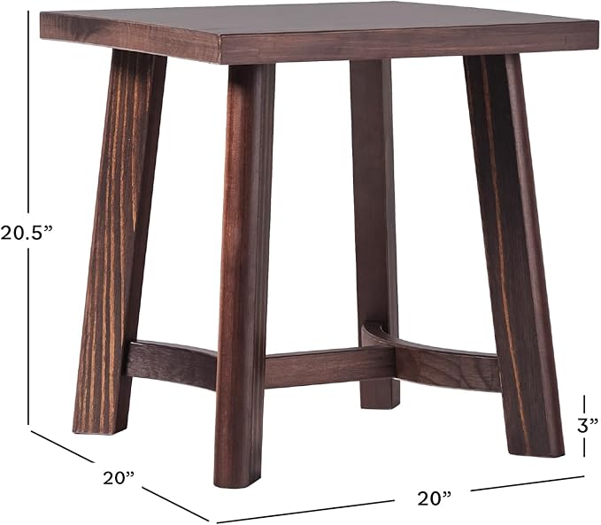 Walker Edison Colt Modern Farmhouse Solid Wood Square Side Table, 18 Inch, Espresso