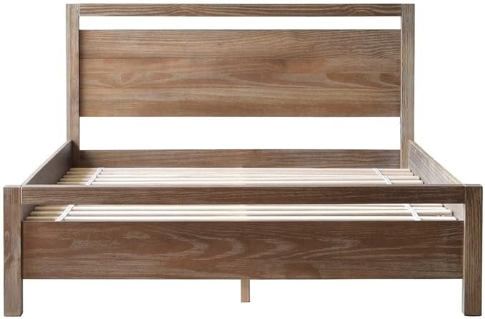 Grain Wood Furniture Loft Queen Size Solid Wood Bed, Acacia