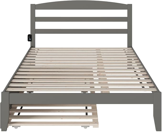 AFI, Warren Queen Platform Bed with Twin XL Trundle, Grey