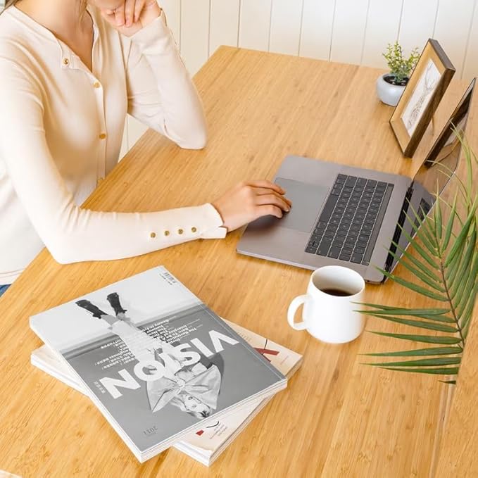 FLEXISPOT EN1 Bamboo Standing Desk, 48 x 24 Inches Whole-Piece Electric Height Adjustable Desk, Home Office Table Stand up Desk (White Frame + Bamboo Top, 2 Packages)