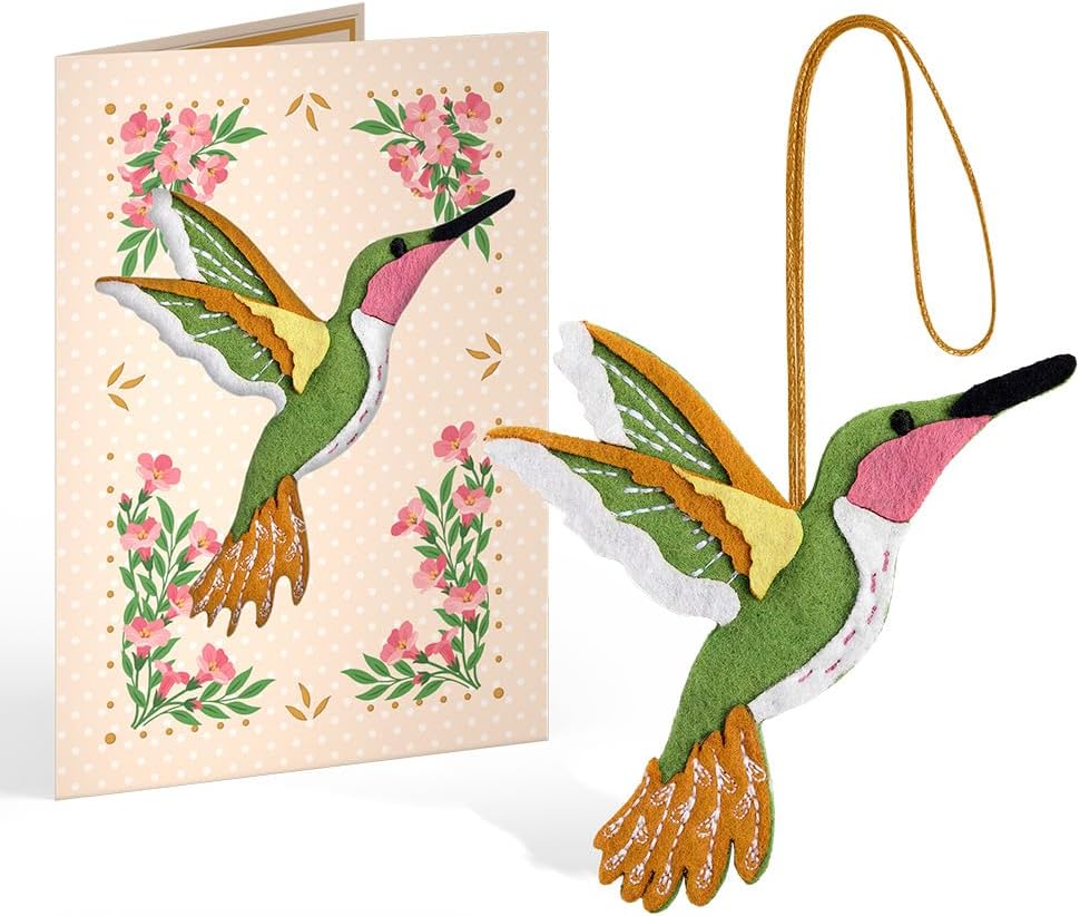 Lovepop Handmade Serene Hummingbird HeartFelt Charm Card | Soft Felt Bird Keychain for Wallet, Handbag, Car Key, Home Decor | Ornaments, Bag Charms, Key Ring, Purse Accessories, Gift Toppers