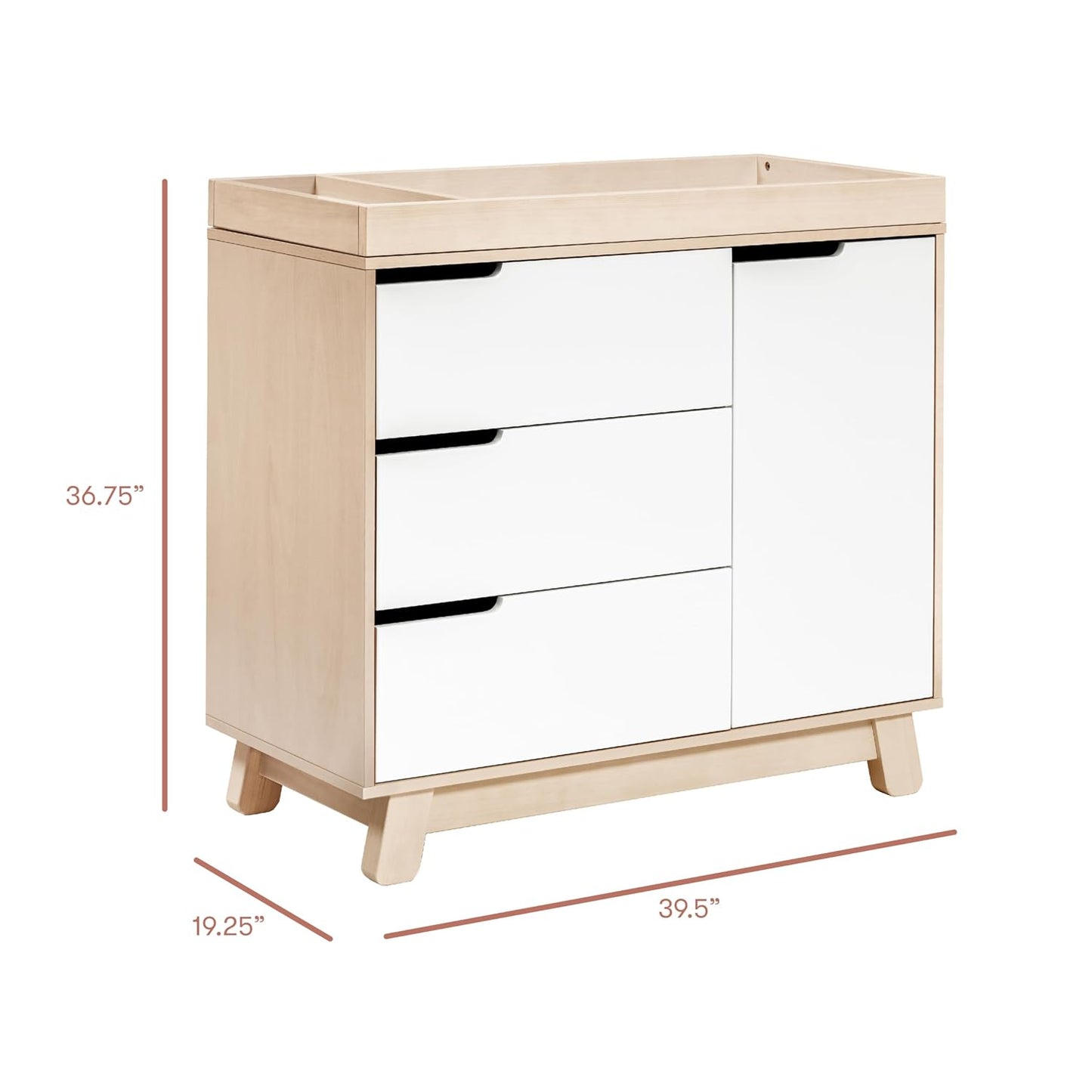 Babyletto Hudson 3-Drawer Changer Dresser with Removable Changing Tray in Washed Natural and White, Greenguard Gold Certified