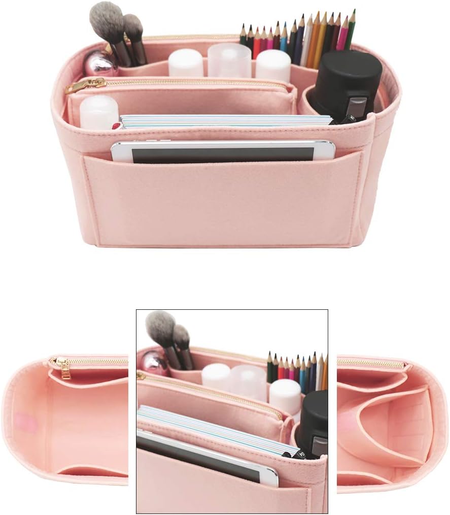 LEXSION Felt Purse Bag Organizer Insert with zipper Bag Tote Shaper Fit Speedy Neverful PM MM