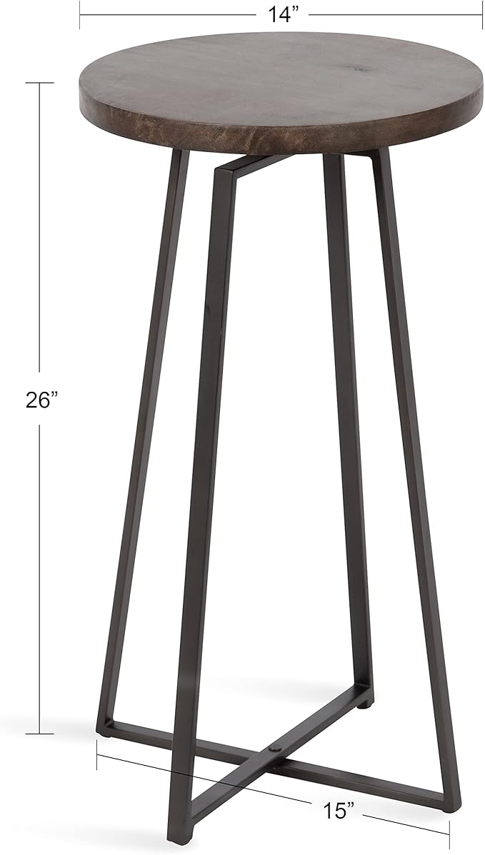 Kate and Laurel Zia Round Side Table, 15x15x26, Gray