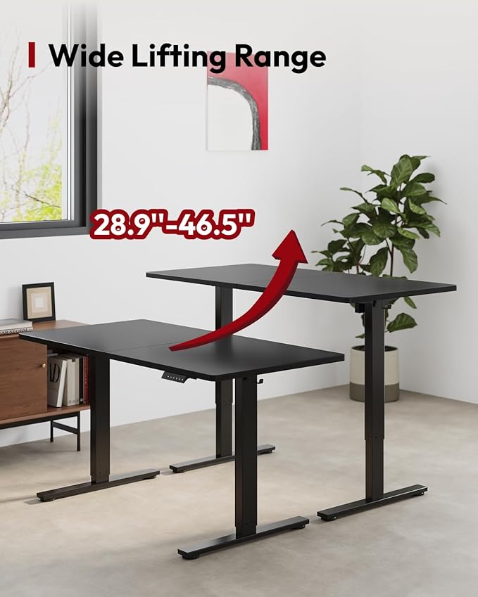 SANODESK Standing Desk Height Adjustable Electric Stand up Desk 55x24 Inches Sit Stand Home Office with Splice Board, Black Frame/Black Top