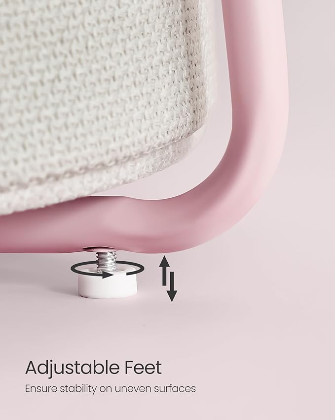 VASAGLE LILEA Collection - Small Round Side End Table, Modern Nightstand with Fabric Basket, for Living Room, Bedroom, Set of 2, Jelly Pink and Cream White ULET225SA01S