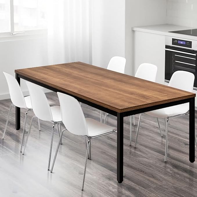 Large Table 35x70 Inches Computer Desk/Dining Table, Office Desk Sturdy Writing Workstation for Home Office Modern Simple Sturdy Laptop Study Table- Walnut
