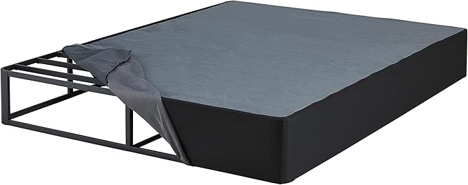 Signature Design by Ashley 10" Mattress Box Spring with Metal Foundation, Sturdy and Durable, Ready to Assemble, Parts and Tools Included, Queen, Removable Black Fabric Cover