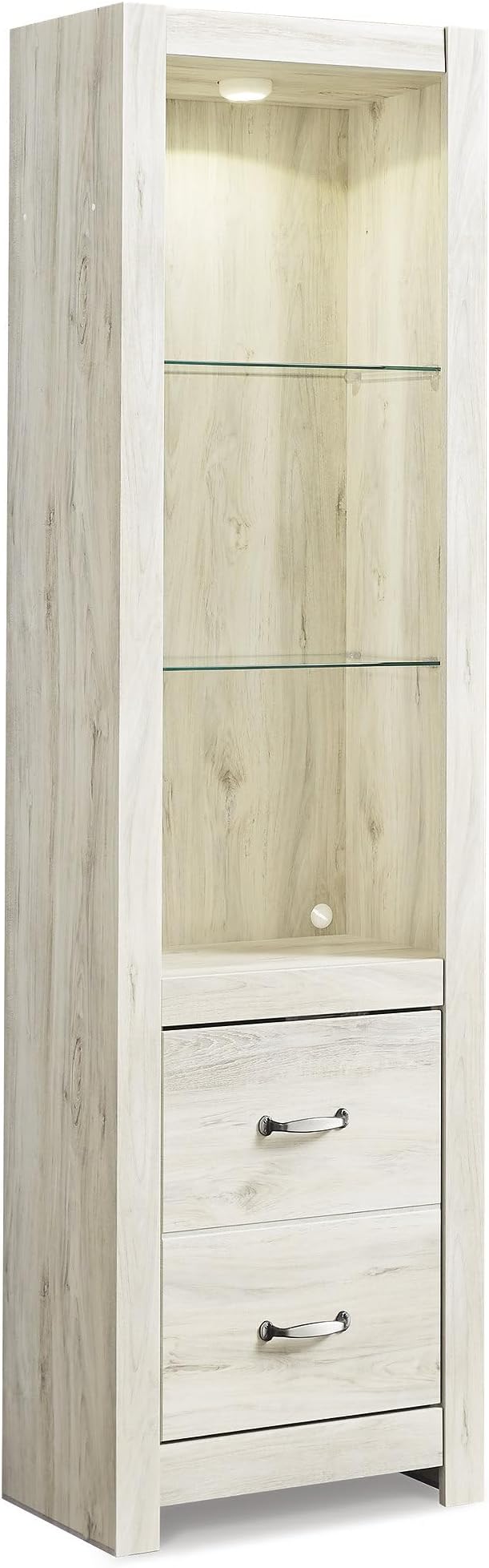 Signature Design by Ashley Bellaby Farmhouse 4-Piece Entertainment Center for TVs up to 72" with Fireplace and LED Lighting, Whitewash