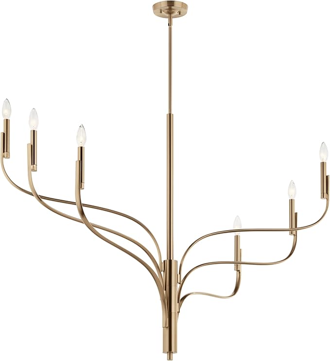 KICHLER Livadia 6-Light Chandelier, Soft Modern-Light in Champagne Bronze, for Foyer, Great Room, or Vaulted Dining or Bedroom (33.25" x 47.25"), 52674CPZ