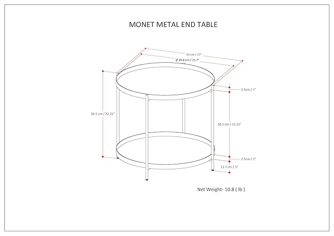 SIMPLIHOME Monet Industrial 17 inch Wide Metal End Table in Black for the Living Room and Bedroom
