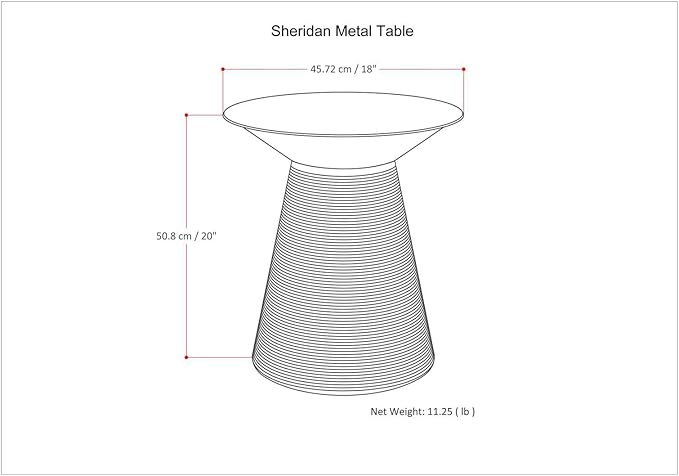 SIMPLIHOME Sheridan Industrial 18 inch Wide Metal Accent Side Table in Antique Gold, Fully Assembled, End, Bedside Table and Nightstand, for the Living Room and Bedroom