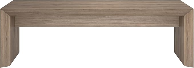 Henn&Hart 48" Rectangular Low-Profile Coffee Table for Living Room, Family Room, or Office, Antiqued Gray Oak