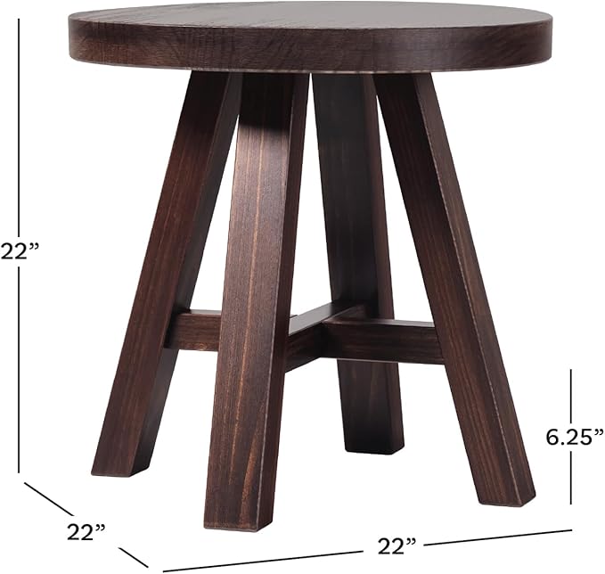 Walker Edison 2-Pack Colt Modern Farmhouse Solid Wood Round Side Tables, 18 Inch, Espresso