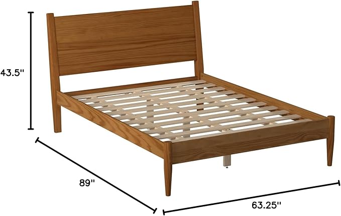 Mid-Century Panel Bed - Queen Size - Castanho Finish