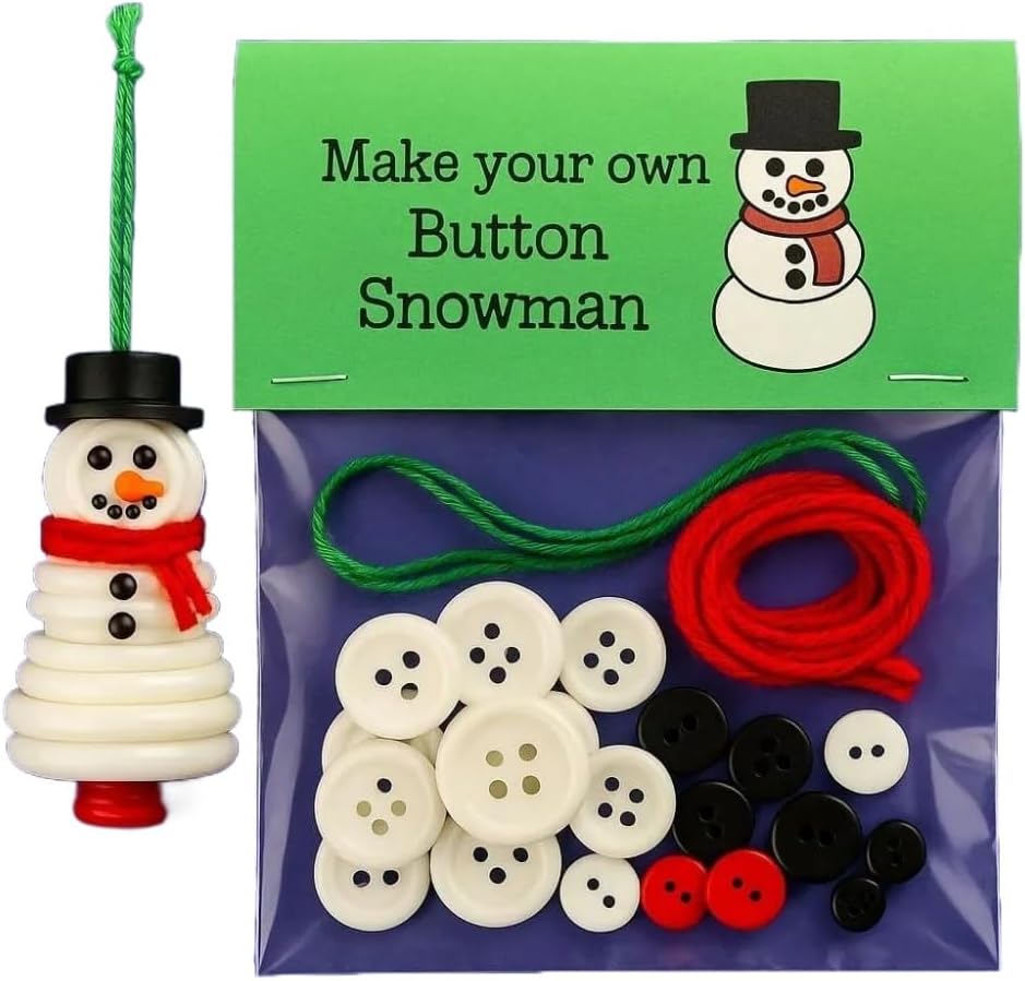DIY Christmas Button Ornament Making Set - Snowman/Santa/Angel, Fun Holiday Craft Kit for All Ages, Ideal Xmas Tree Hanging Decor & Festive Gifts (6pcs-B)