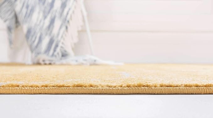 Unique Loom Trellis Frieze Collection Area Rug - Geometric (5' x 8' Oval, Yellow/ Ivory)