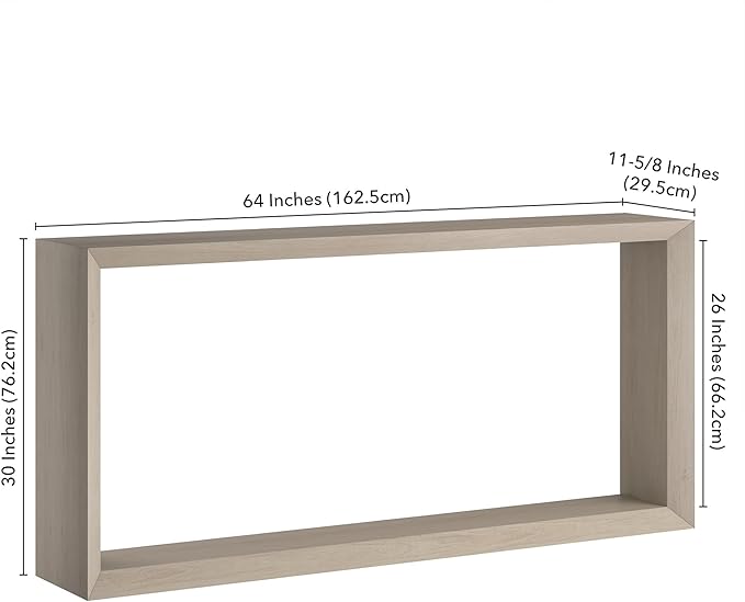 Henn&Hart 64'' Wooden Rectangular Console Table Entryway Table, Sofa Table with Wooden Shelf for Entryway, Living Room, Couch, Hallway, or Office, Alder White