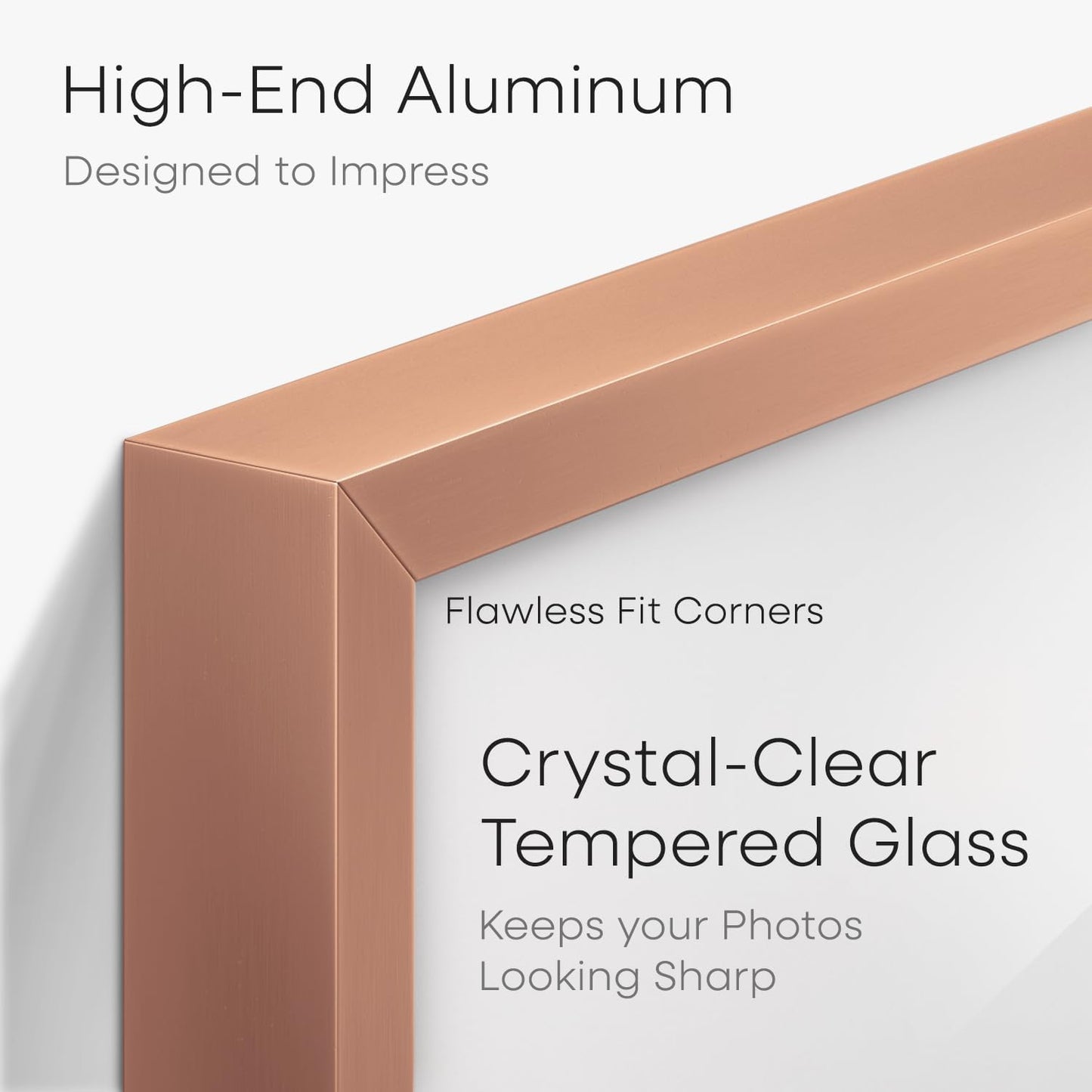 Homeforia 22x28 Rose Gold Picture Frame, High End Metal 22x28 Poster Frames with Mat 18x24 inch Photo, 22 x 28 Thin Frame Matted to 18 x 24 Print, 28x22 Large Frame, Tempered Glass, Wall Kit, Set of 1