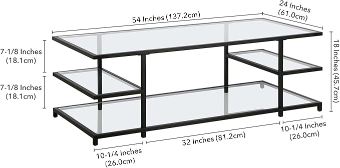Henn&Hart 54" Wide Rectangular Coffee Table in Blackened Bronze, for Home, Living Room, Bedroom, Entertainment Room, Office