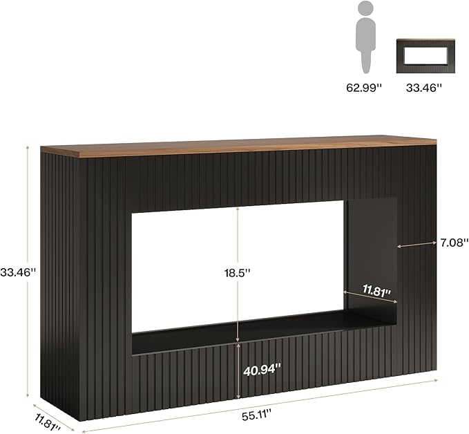 Tribesigns 55" Entryway Table, Modern Console Table with 2-Tier Storage, Narrow Sofa Furniture for Living Room, Entrance, Hallway, Black