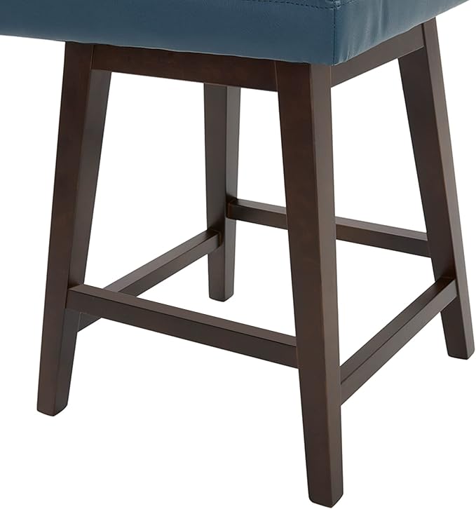 CHITA Counter Height Swivel Bar Stools Set of 3, FSC Certified Upholstered Faux Leather Barstool Chairs with Back, 26.8" H Seat Height, PU Leather in Dark Blue