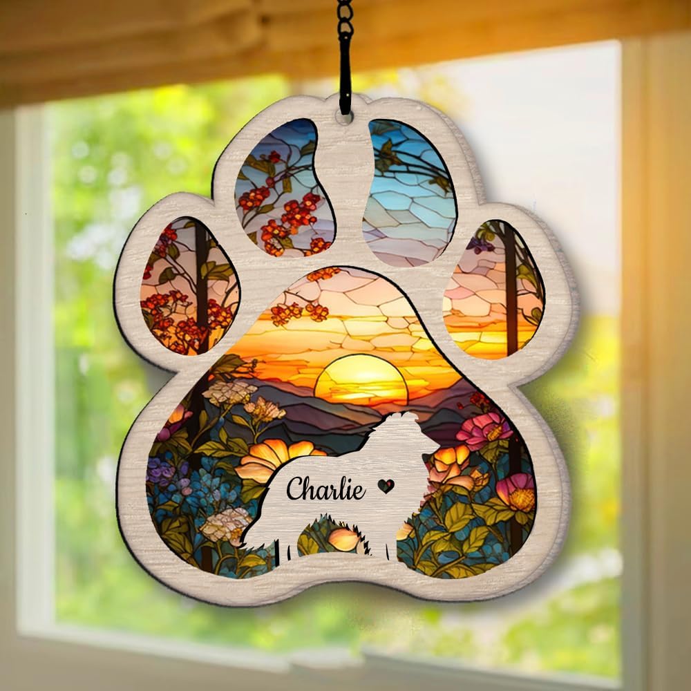 Personalized Shetland Sheepdog Suncatcher Dog Memorial Gifts, Custom Shetland Sheepdog Ornament Christmas Tree, Pet Remembrance Gift, Loss of Dog Sympathy Gift, Pet Loss Suncatcher
