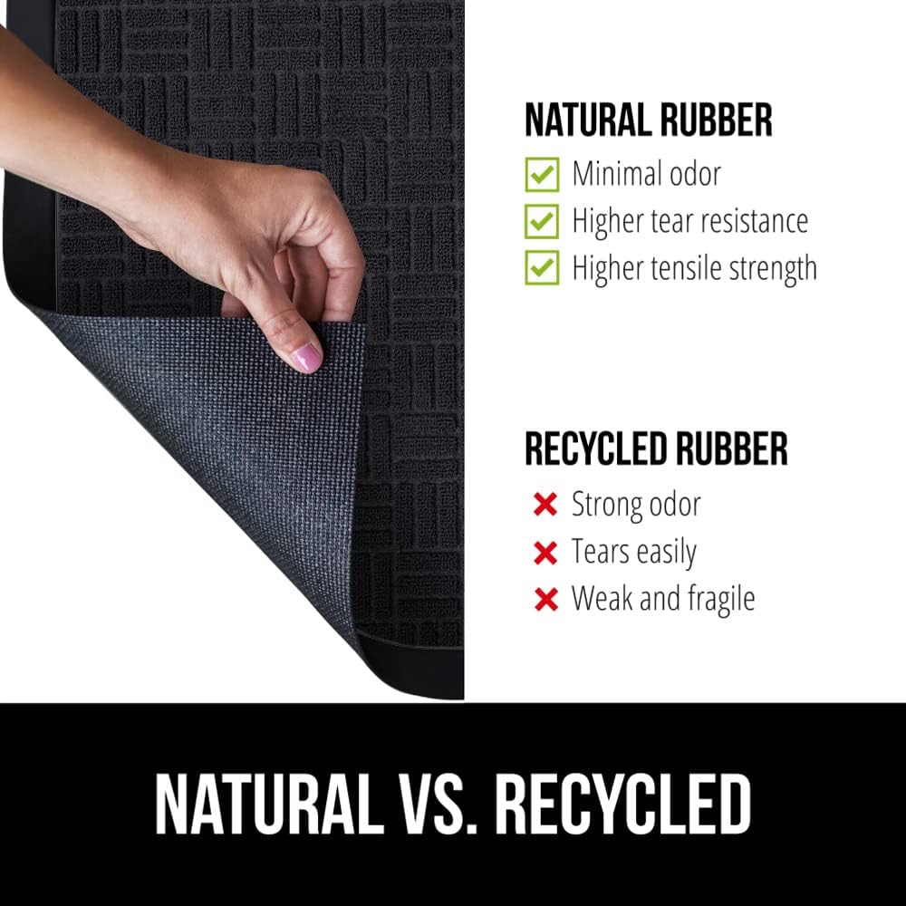 GORILLA GRIP 100% Waterproof All-Season WeatherMax Doormat US Designed Natural Rubber, Stain and Fade Resistant, Low Profile Indoor Outdoor Door Mats, Easy Clean Patio Mat, 17x29, Midnight Maze