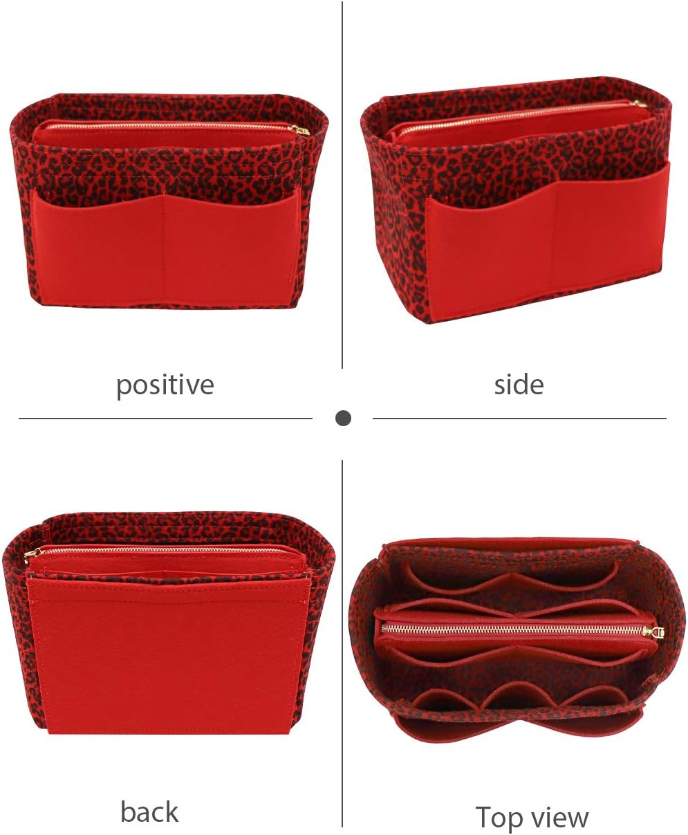 LEXSION Felt Purse Bag Organizer Insert with zipper Bag Tote Shaper Fit Speedy Neverful PM MM