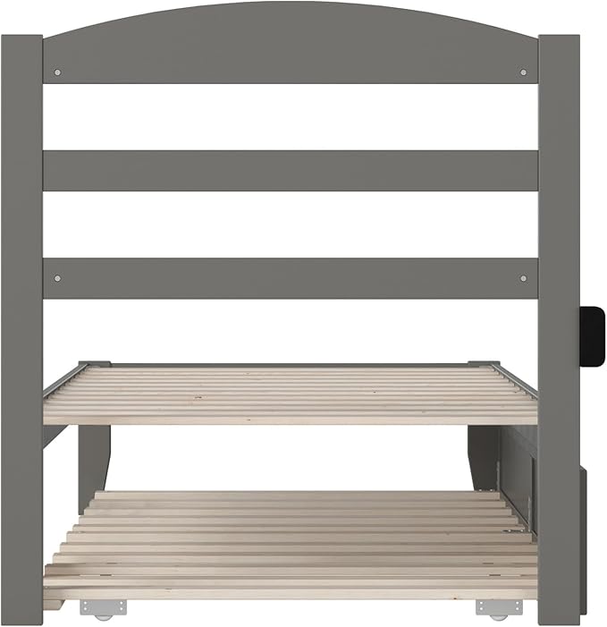 AFI, Warren Twin Platform Bed with Twin Trundle, Grey
