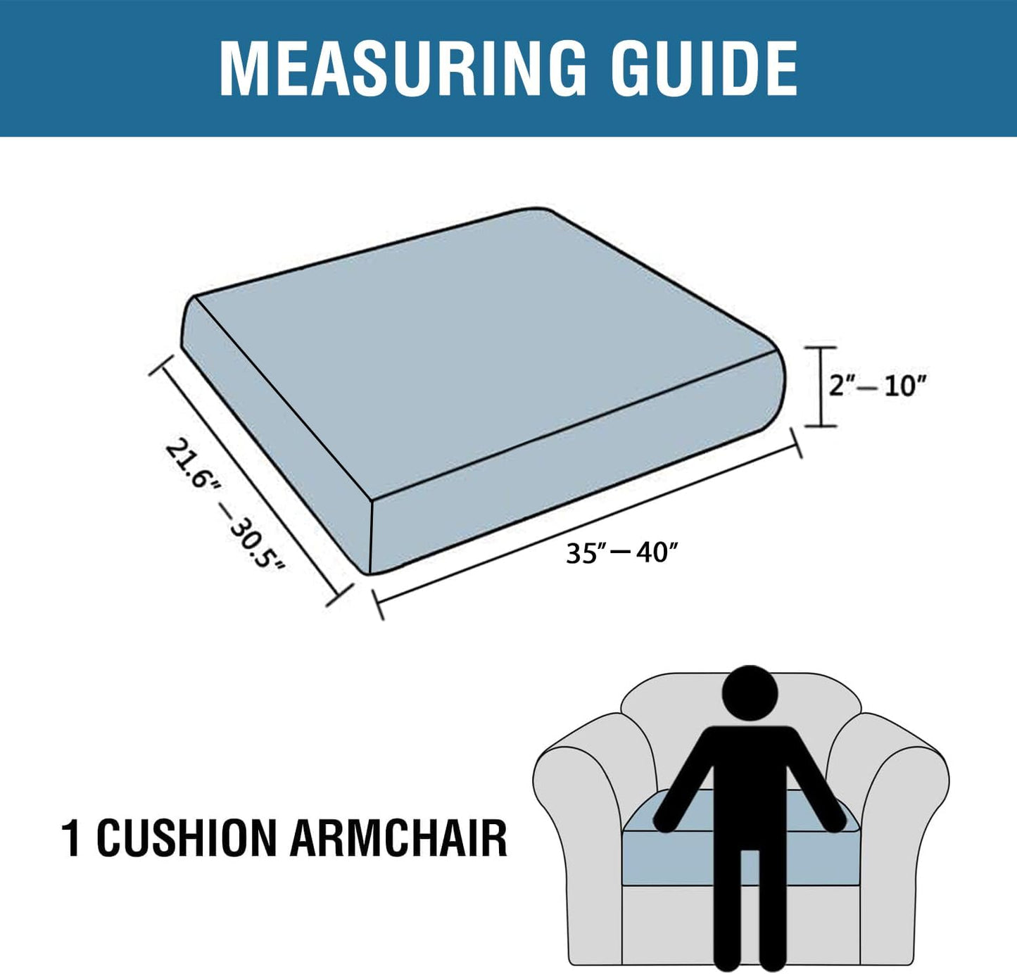 H.VERSAILTEX Super Stretch Individual Seat Cushion Covers Sofa Covers Couch Cushion Covers Slipcover Sets Thick Jacquard Textured Twill Fabric (1 Piece Chair Cushion Cover, Chocolate)