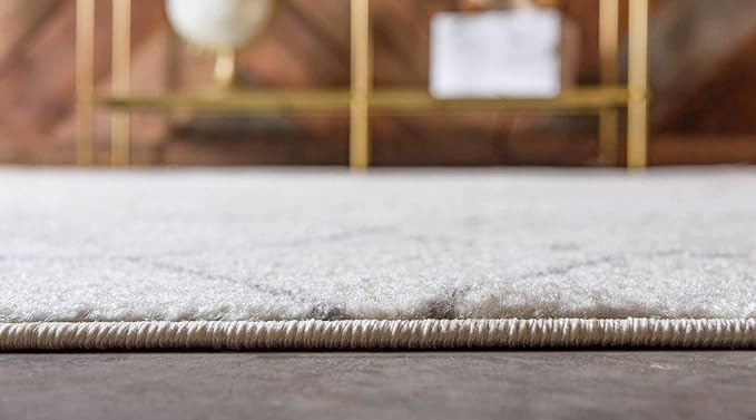 Unique Loom Trellis Frieze Collection Area Rug - Geometric (6' 1" x 9', Ivory/ Gray)