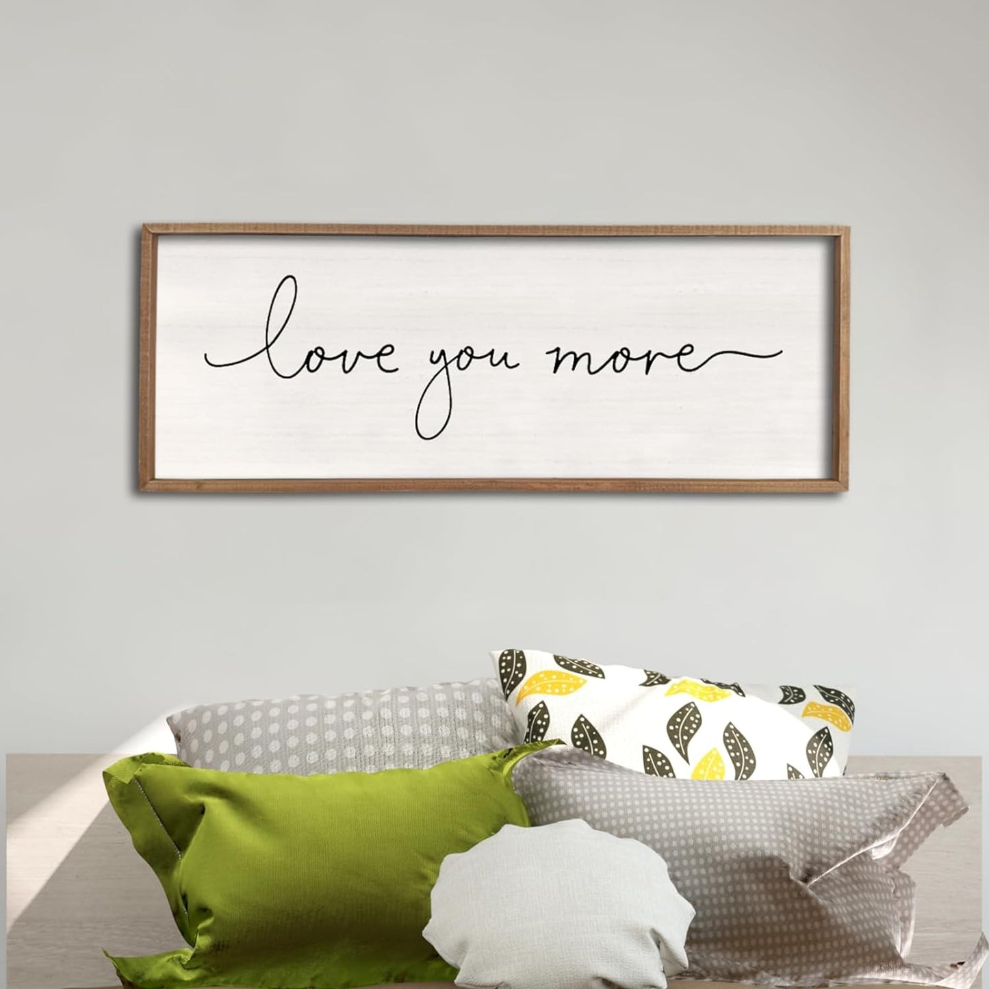 Love You More Sign 40''×15'' Master Bedroom Above Over Bed Wall Decor Modern Farmhouse Large Vintage Wood Framed Hanging Over Bed Bedside Wall Art (Wood)