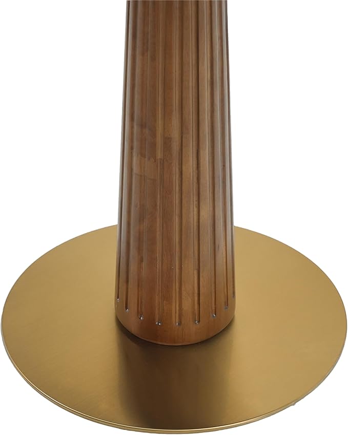 Sintered Stone Office Table - 33.5" Round Table for Small Offices (Light Brown Leg and Black Top, 1 Table Only)