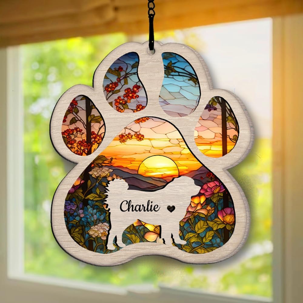 Personalized Caucasian Shepherd Suncatcher Dog Memorial Gifts, Custom Caucasian Shepherd Ornament Christmas Tree, Pet Remembrance Gift, Loss of Dog Sympathy Gift, Pet Loss Suncatcher