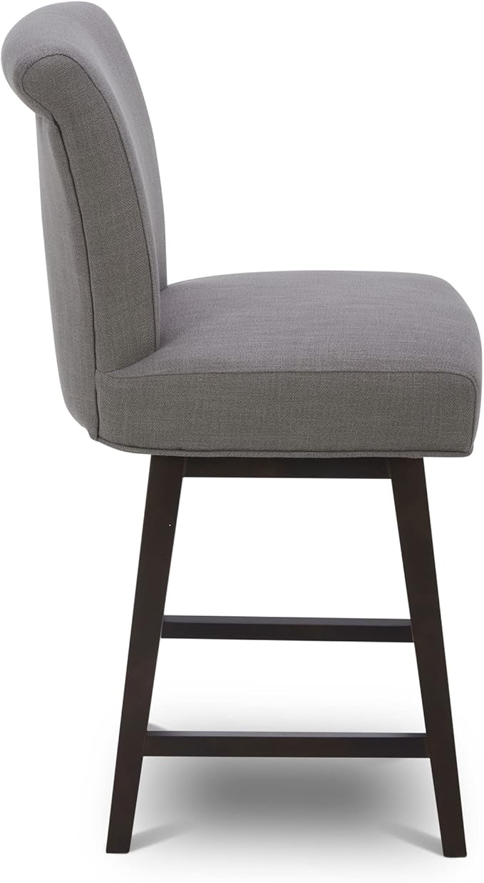 CHITA 26 Inch Counter Height Swivel Bar Stools Set of 2, FSC Certified Modern Fabric Swivel Barstool Chair with Back, Flint Grey