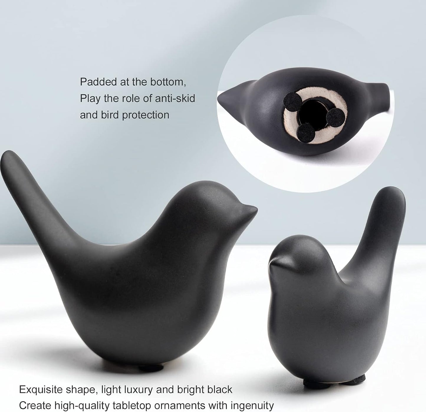 Notakia Small Birds Statues Home Decor Modern Style Decorative Ornaments for Living Room, Bedroom, Office Desktop, Cabinets (Black 2Pcs Birds)