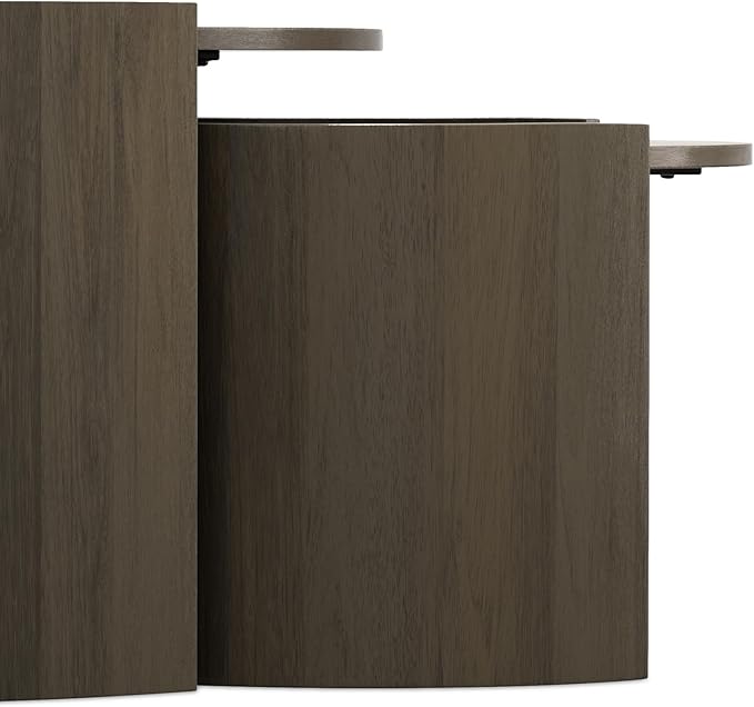 SIMPLIHOME Robin 2-Piece Nesting Coffee Table Set - 32 and 23 inch Wide Solid Mango Wood Round Living Room Tables in Ash Grey, Modern Space-Saving Center Table Set with Curved Legs, Assembled