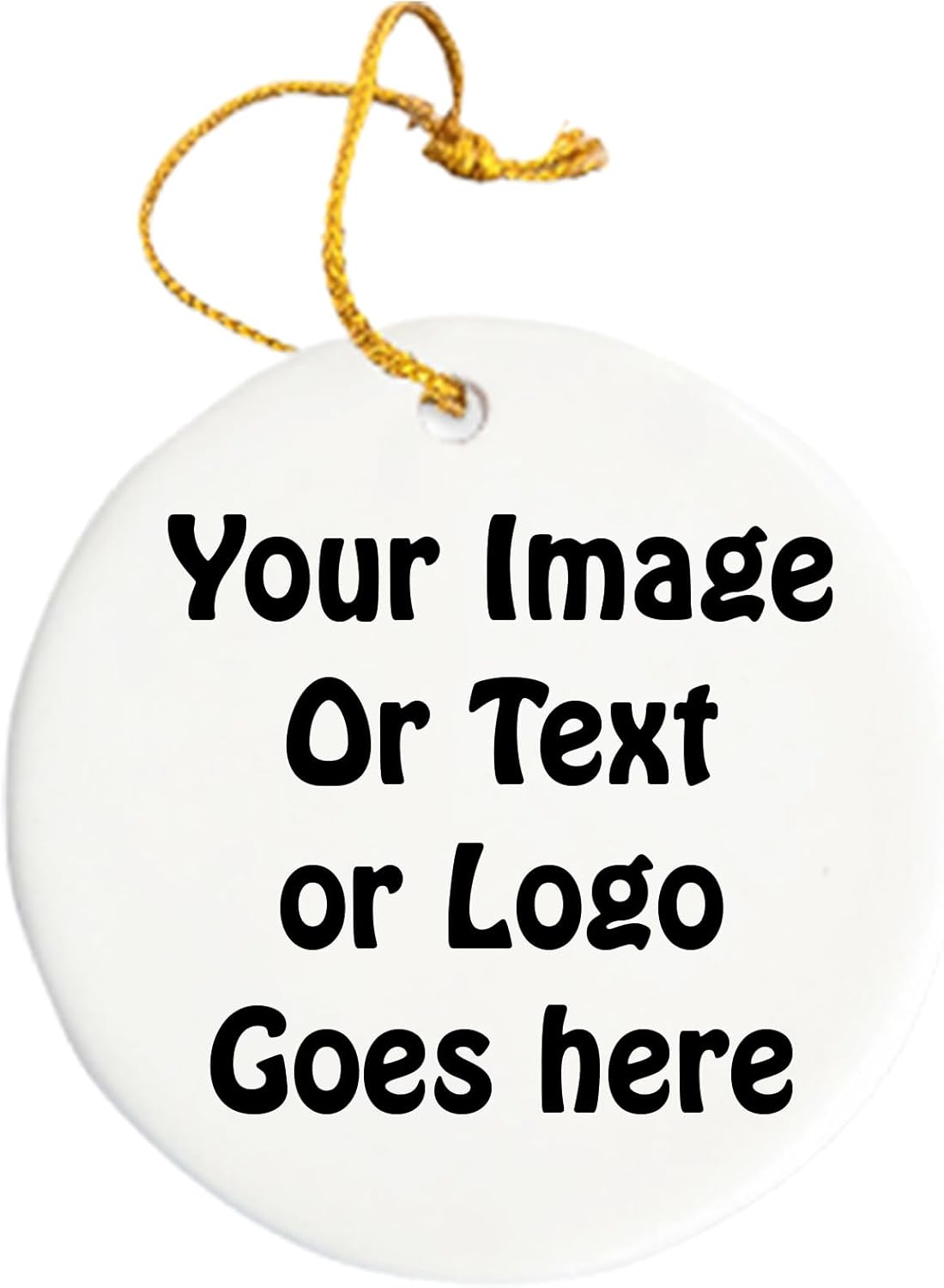 SpreadPassion Personalized Christmas Ornament, Custom Image, Text, Logo, 3" Circle Ceramic Hanging Ornament