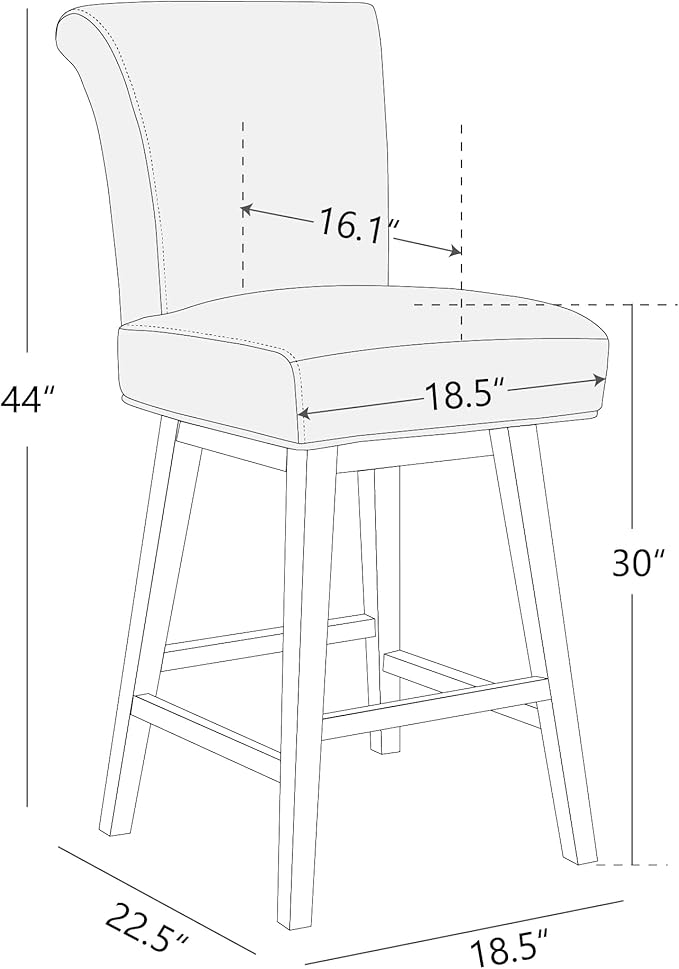 CHITA 30 Inch Counter Height Swivel Bar Stools Set of 2, FSC Certified Modern Upholstered Faux Leather Swivel Barstool Chairs with Back, Creamy Grey