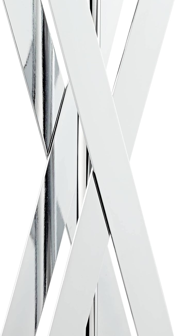 Possini Euro Design Proxima Modern Table Lamp 28" Tall Chrome Silver Crisscrossing Metal Sheer Outer White Inner Rectangular Shade for Bedroom Living Room House Bedside Nightstand Office Family