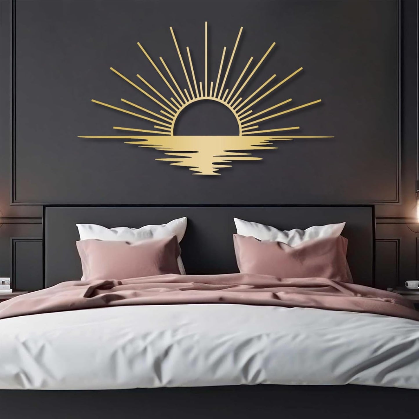 Sunrise Metal Wall Art, Metal Sun Wall Decor, Metal Sun Outdoor Decor, Large Metal Sun Wall Art, Sun Wall Art, Boho Sun Wall Art, Sunshine Metal Sign, Living Room Bedroom Wall Hangings (White, 31"x 18"| 80x47cm )