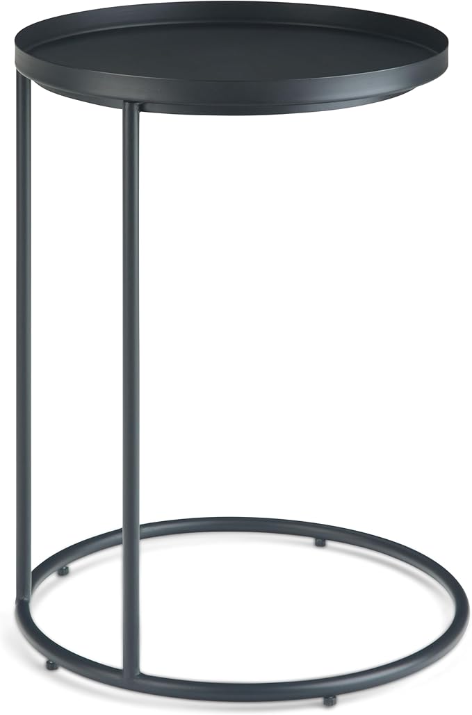 SIMPLIHOME Monet Industrial 18 inch Wide Metal Accent Side Table in Black, Fully Assembled for the Living Room and Bedroom