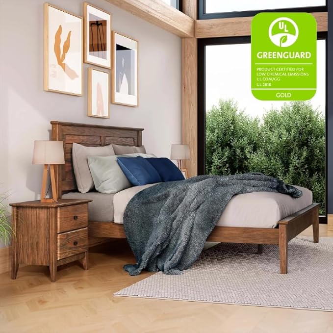 Grain Wood Furniture Greenport Solid Wood Platform Bed, Full Size, Brushed Walnut