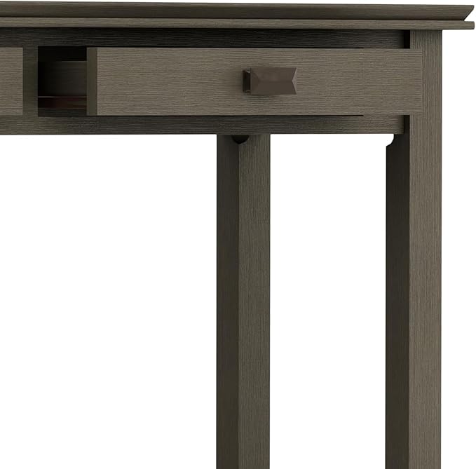 SIMPLIHOME Artisan Console Table - 46 Inch Wide Solid Wood Sofa Table in Farmhouse Grey, Transitional Storage Table for Entryway or Living Room with 2 Drawers and Clean Angle-Edged Top