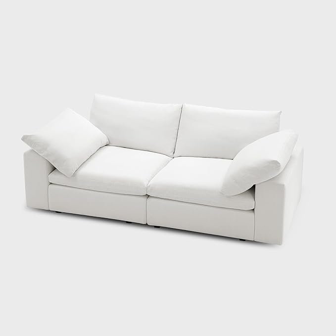 Modular Cloud Sofa, 78.7" Cloud Sectional Couches with Deep Seat，Oversized Loveseat Sofa for Living Room, Modern Comfy Couch with Washable Cover, Wide Armrest (White)