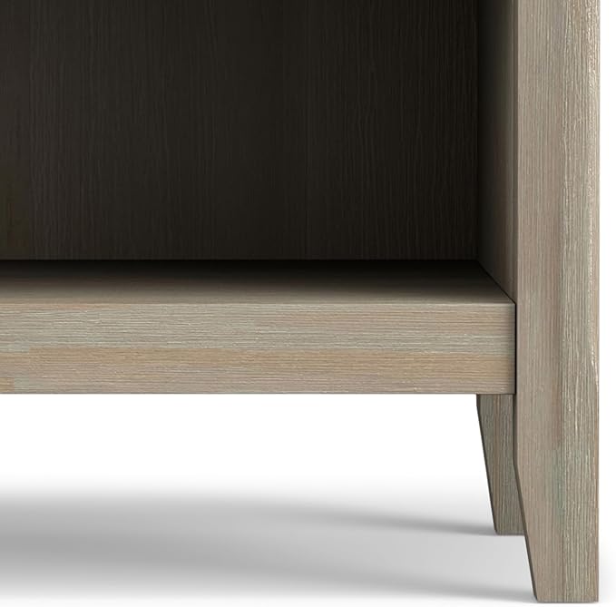 SIMPLIHOME Amherst SOLID WOOD 24 Inch Wide Traditional Bedside Nightstand Table in Distressed Grey, For the Living Room and Bedroom