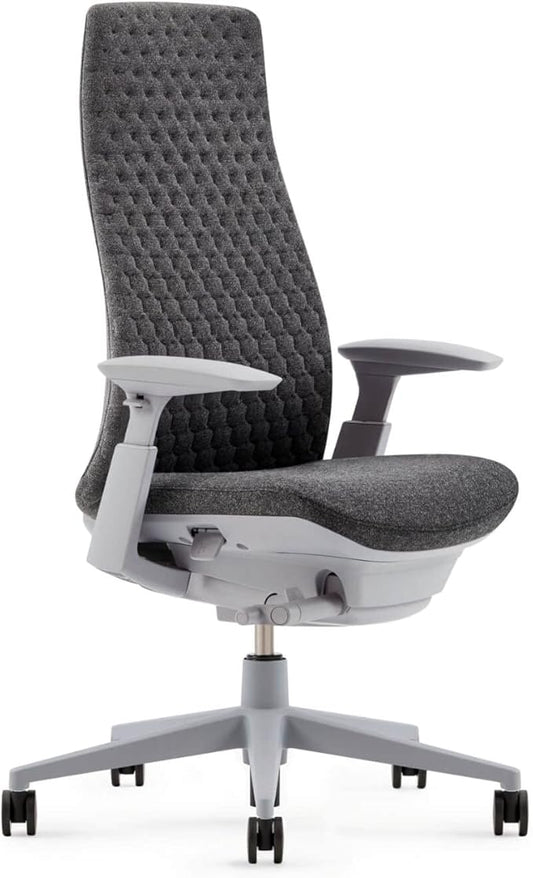 Haworth Fern Ergonomic Office Chair – Stylish and Innovative Desk Chair with Digital Knit Finish - with Lumbar Support (Heathered Grey)